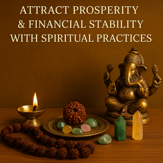Rudraksha, gemstones, and sacred altar for attracting prosperity and wealth – DivineRoots