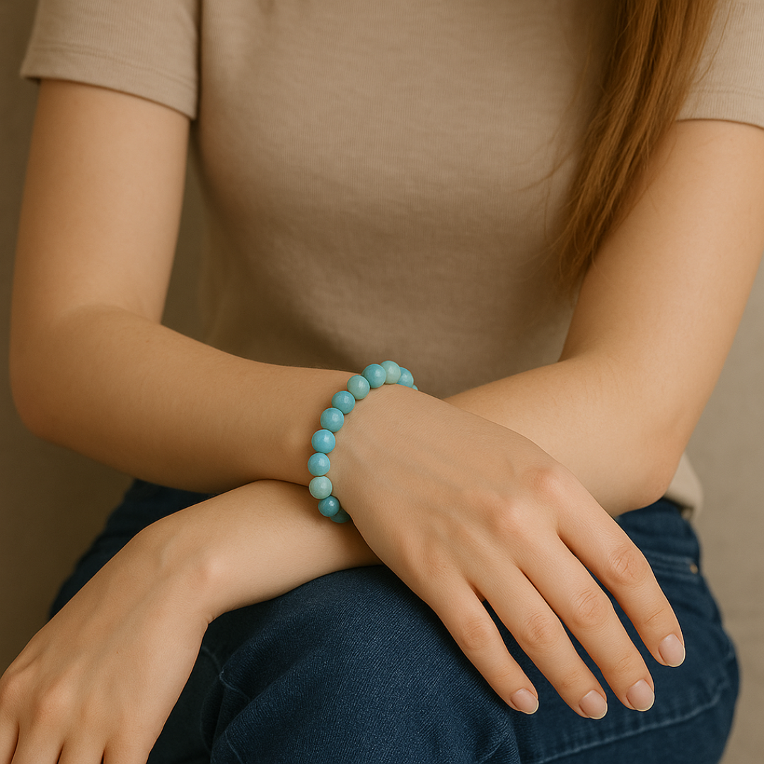 Natural Amazonite Gemstone Bracelet | 8 mm Beads | Lab Certified | AAA Grade | Healing Crystal