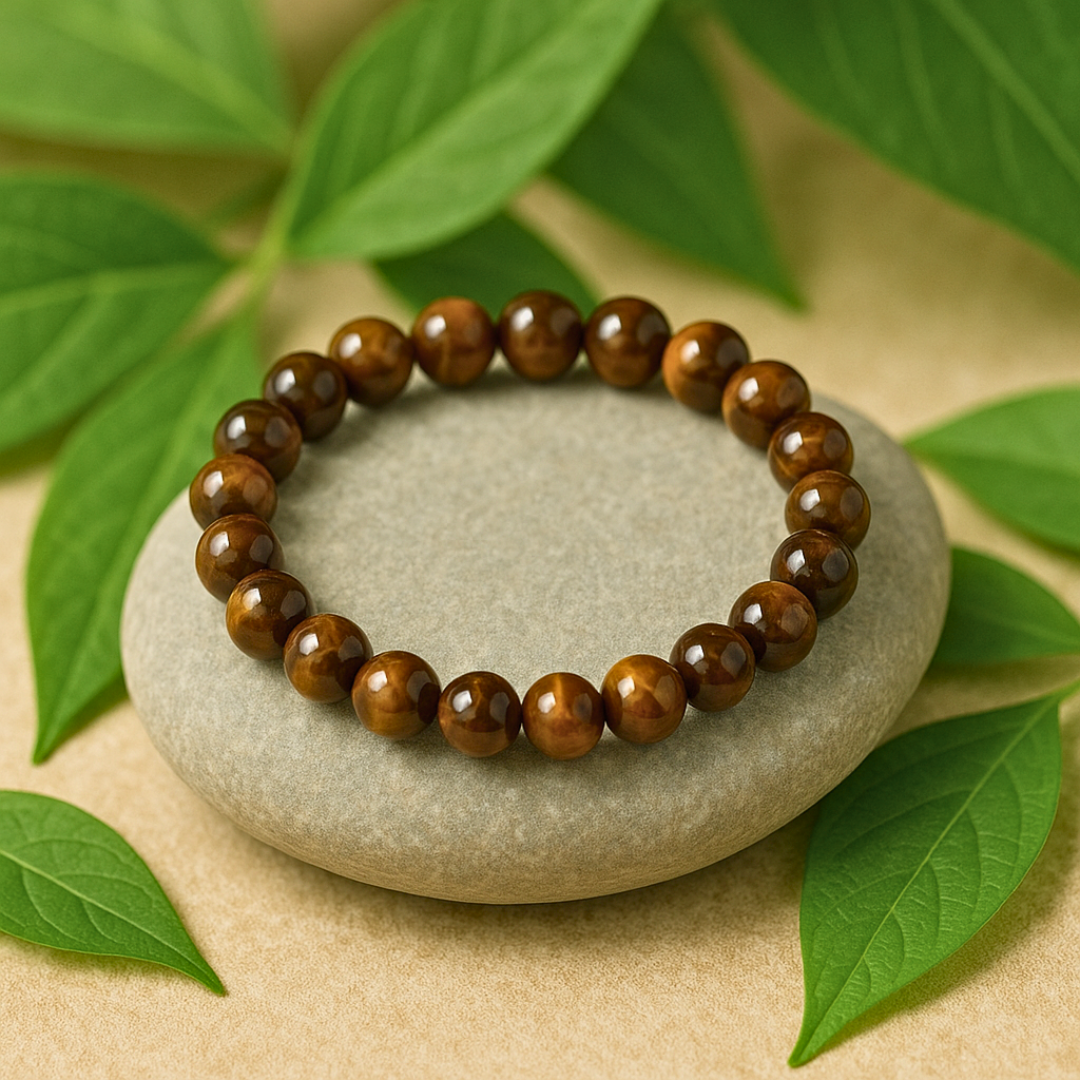 Natural Tiger Eye Gemstone Bracelet | 8 mm Beads | Lab Certified | AAA Grade | Healing Crystal