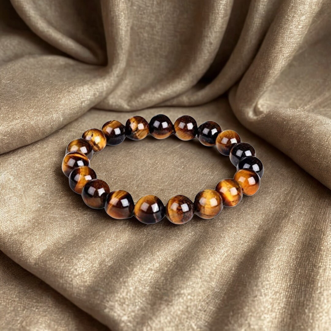 Natural Tiger Eye Gemstone Bracelet | 8 mm Beads | Lab Certified | AAA Grade | Healing Crystal
