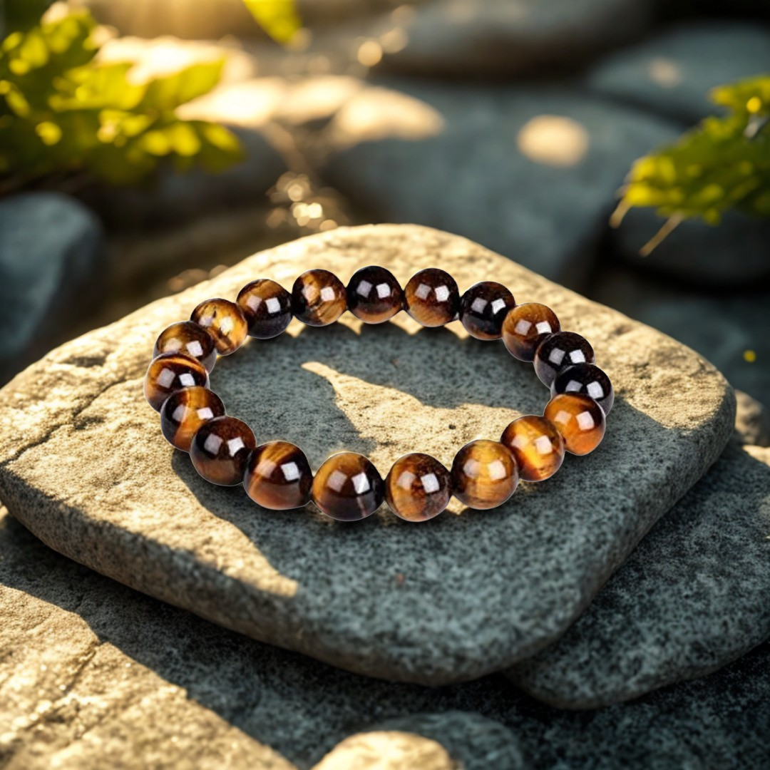 Natural Tiger Eye Gemstone Bracelet | 8 mm Beads | Lab Certified | AAA Grade | Healing Crystal