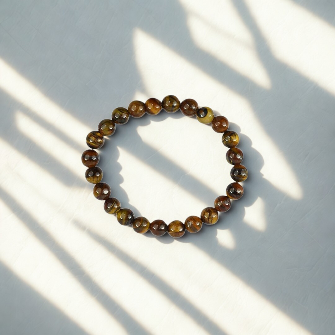 Natural Tiger Eye Gemstone Bracelet | 8 mm Beads | Lab Certified | AAA Grade | Healing Crystal
