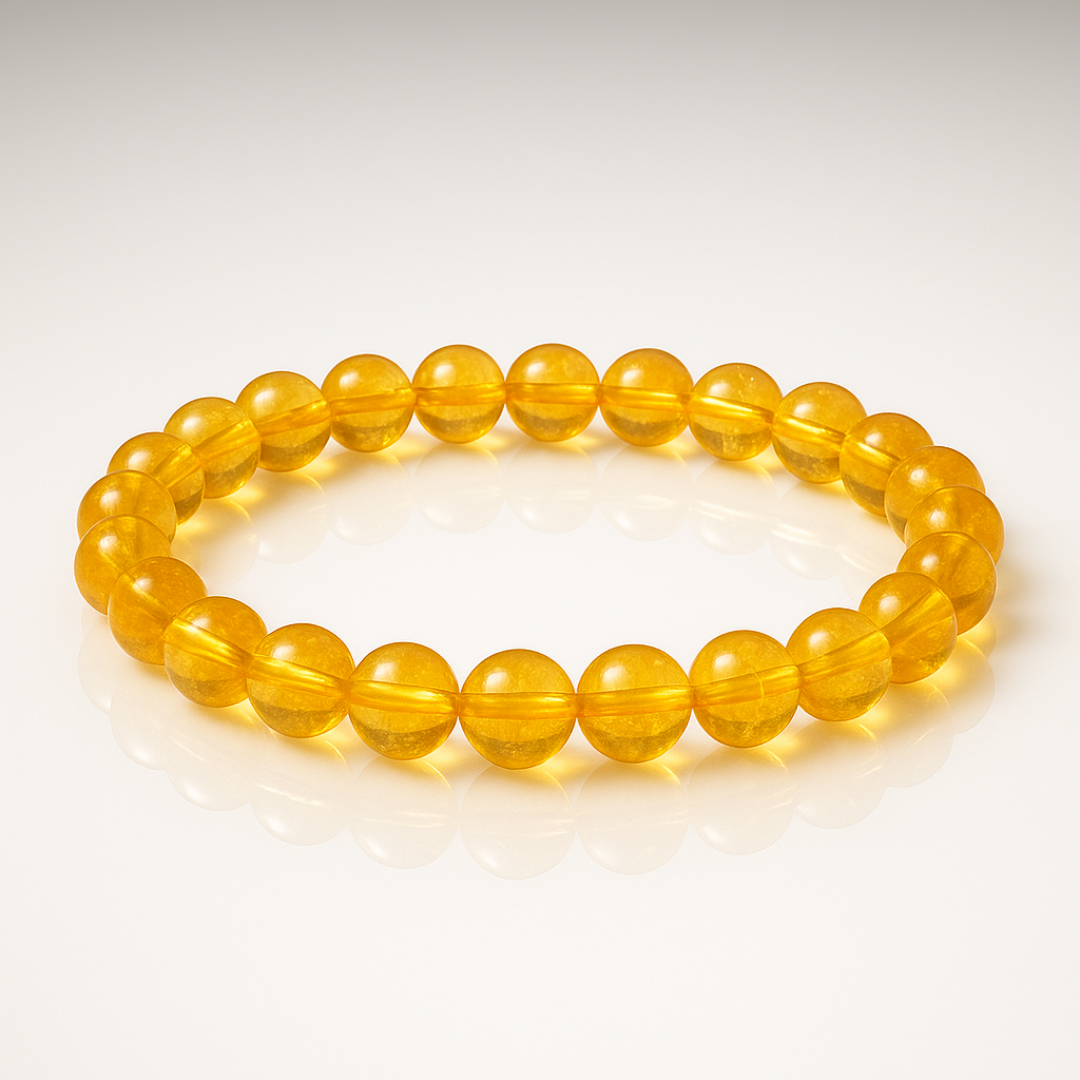 Natural Heated Citrine Gemstone Bracelet | 8 mm Beads | Lab Certified | AAA Grade | Healing Crystal