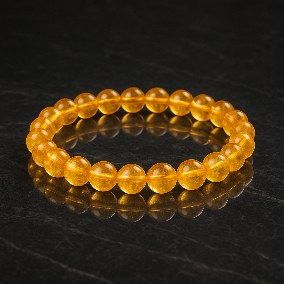 Natural Heated Citrine Gemstone Bracelet | 8 mm Beads | Lab Certified | AAA Grade | Healing Crystal