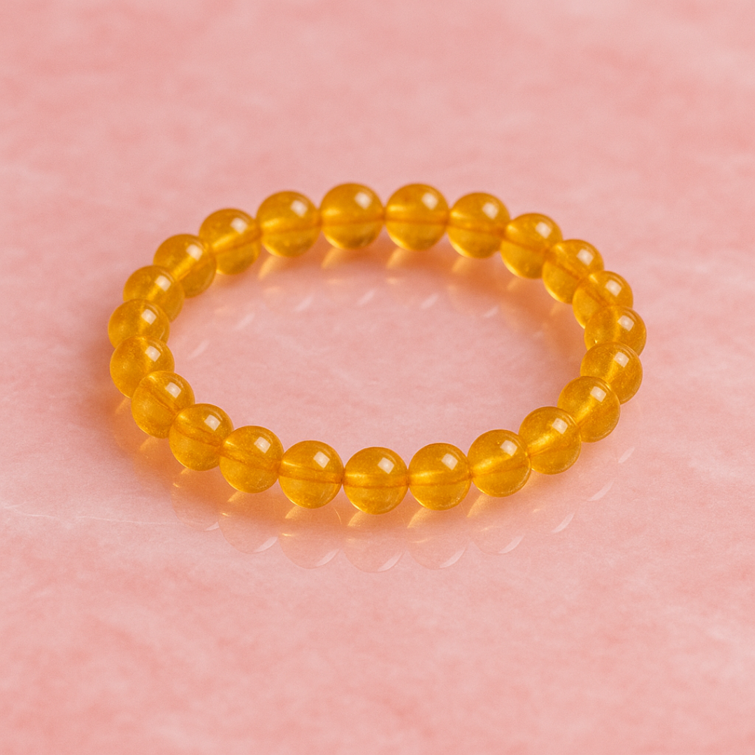 Natural Heated Citrine Gemstone Bracelet | 8 mm Beads | Lab Certified | AAA Grade | Healing Crystal