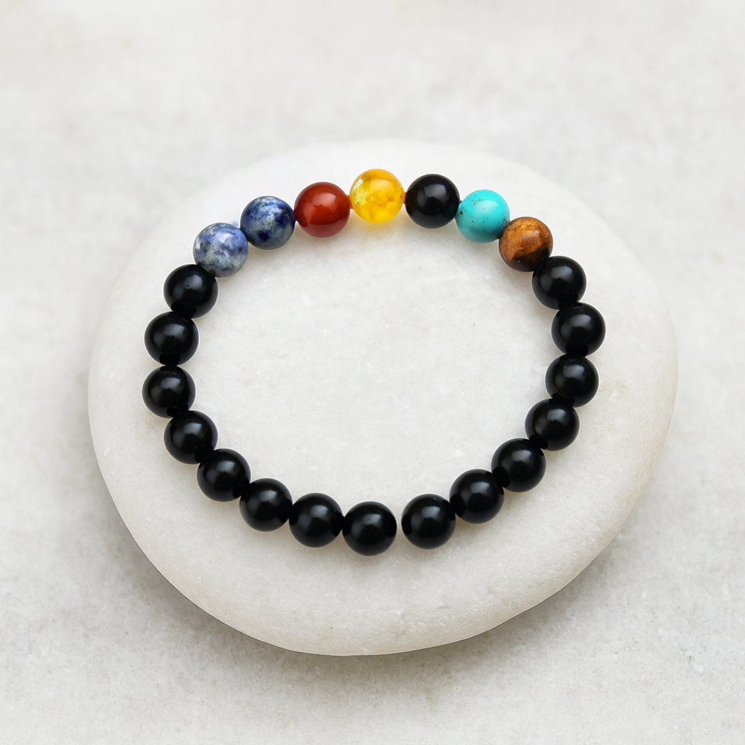 Natural 7 Chakra Gemstone Bracelet | 8 mm Beads | Lab Certified | AAA Grade | Healing Crystal