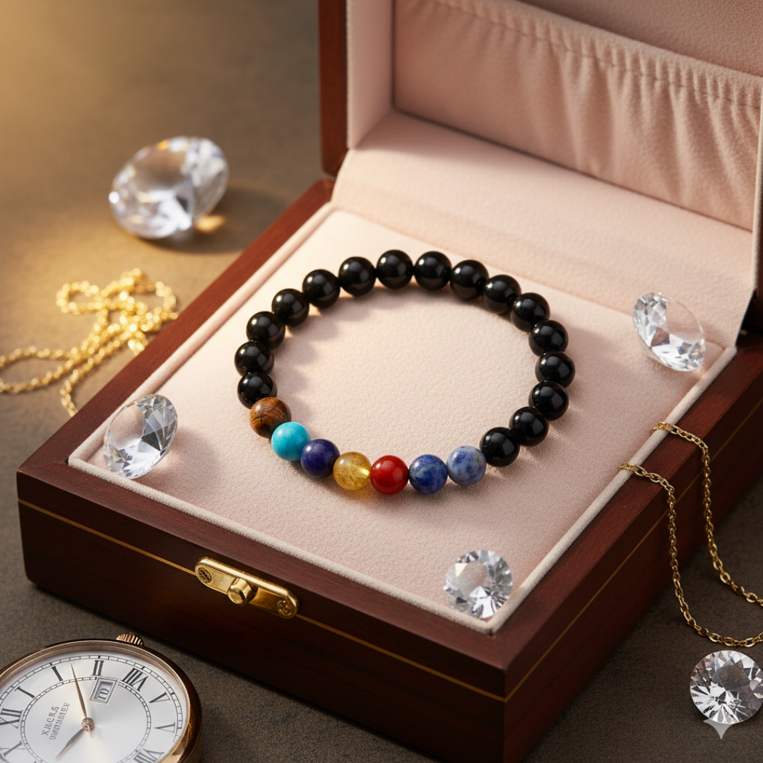 Natural 7 Chakra Gemstone Bracelet | 8 mm Beads | Lab Certified | AAA Grade | Healing Crystal