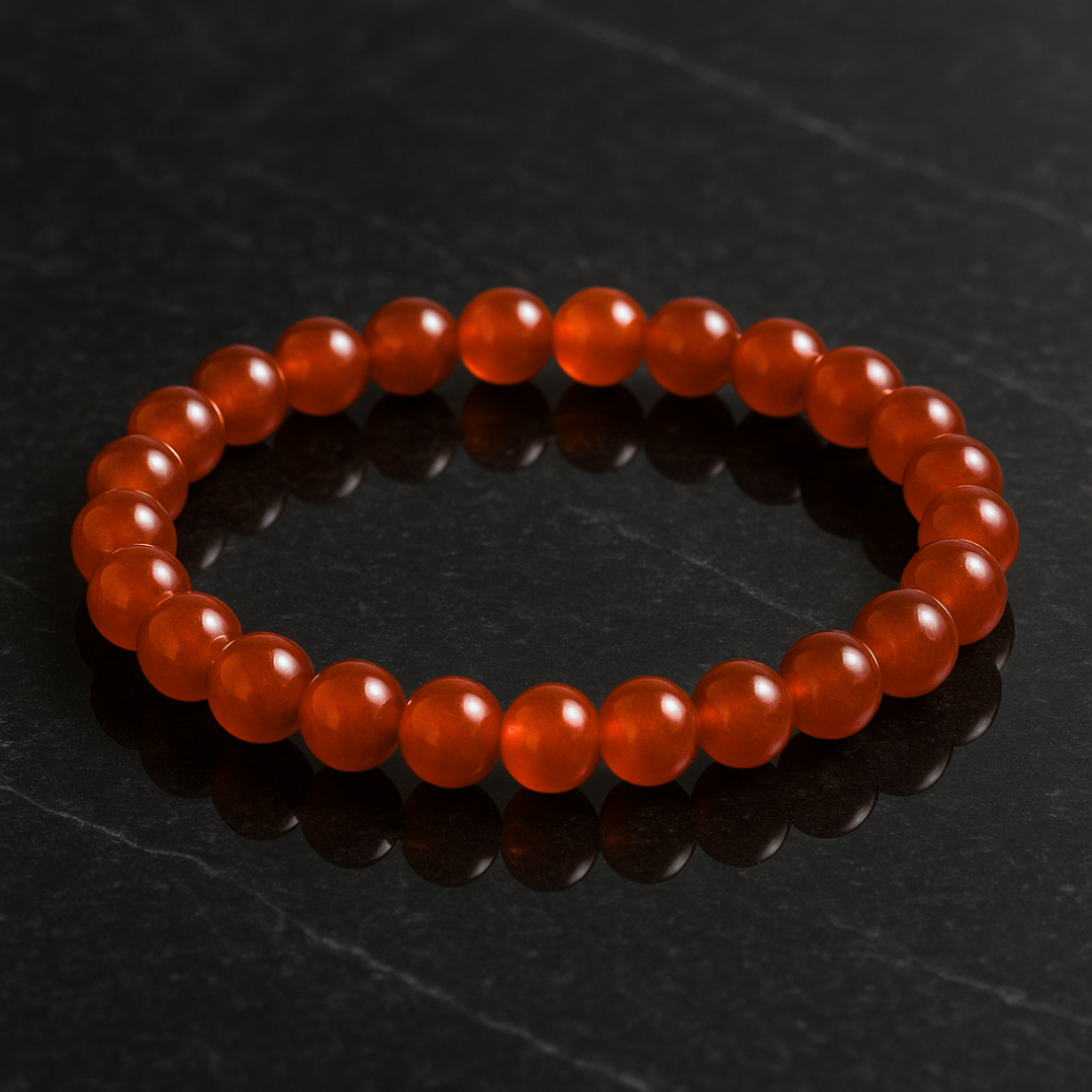 Natural Red Carnelian Gemstone Bracelet | 8 mm Beads | Lab Certified | AAA Grade | Healing Crystal
