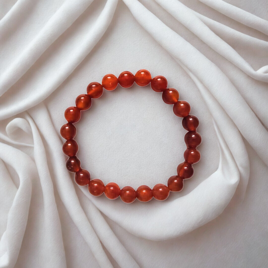 Natural Red Carnelian Gemstone Bracelet | 8 mm Beads | Lab Certified | AAA Grade | Healing Crystal