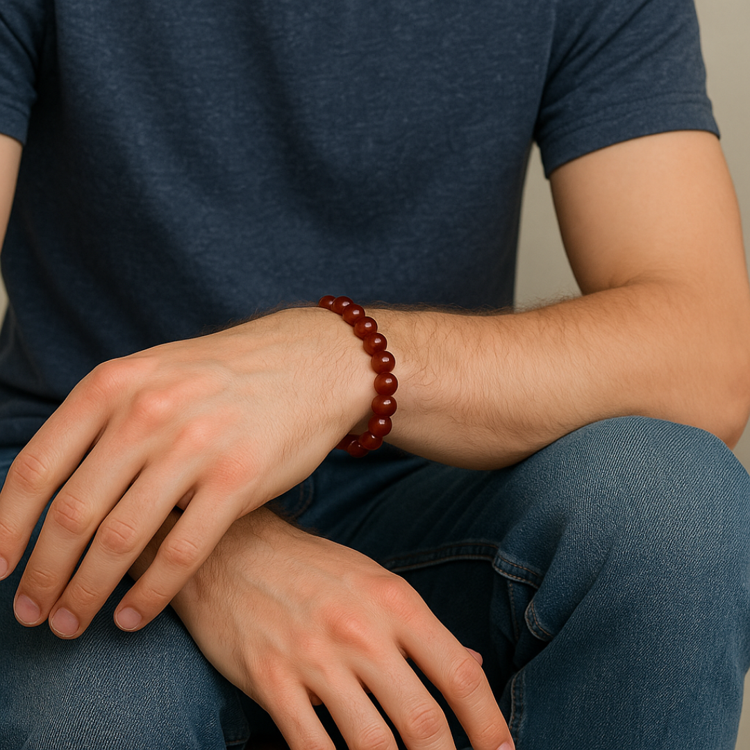 Natural Red Carnelian Gemstone Bracelet | 8 mm Beads | Lab Certified | AAA Grade | Healing Crystal