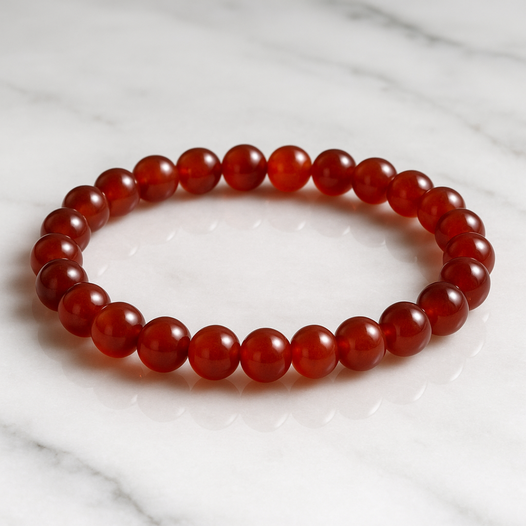 Natural Red Carnelian Gemstone Bracelet | 8 mm Beads | Lab Certified | AAA Grade | Healing Crystal
