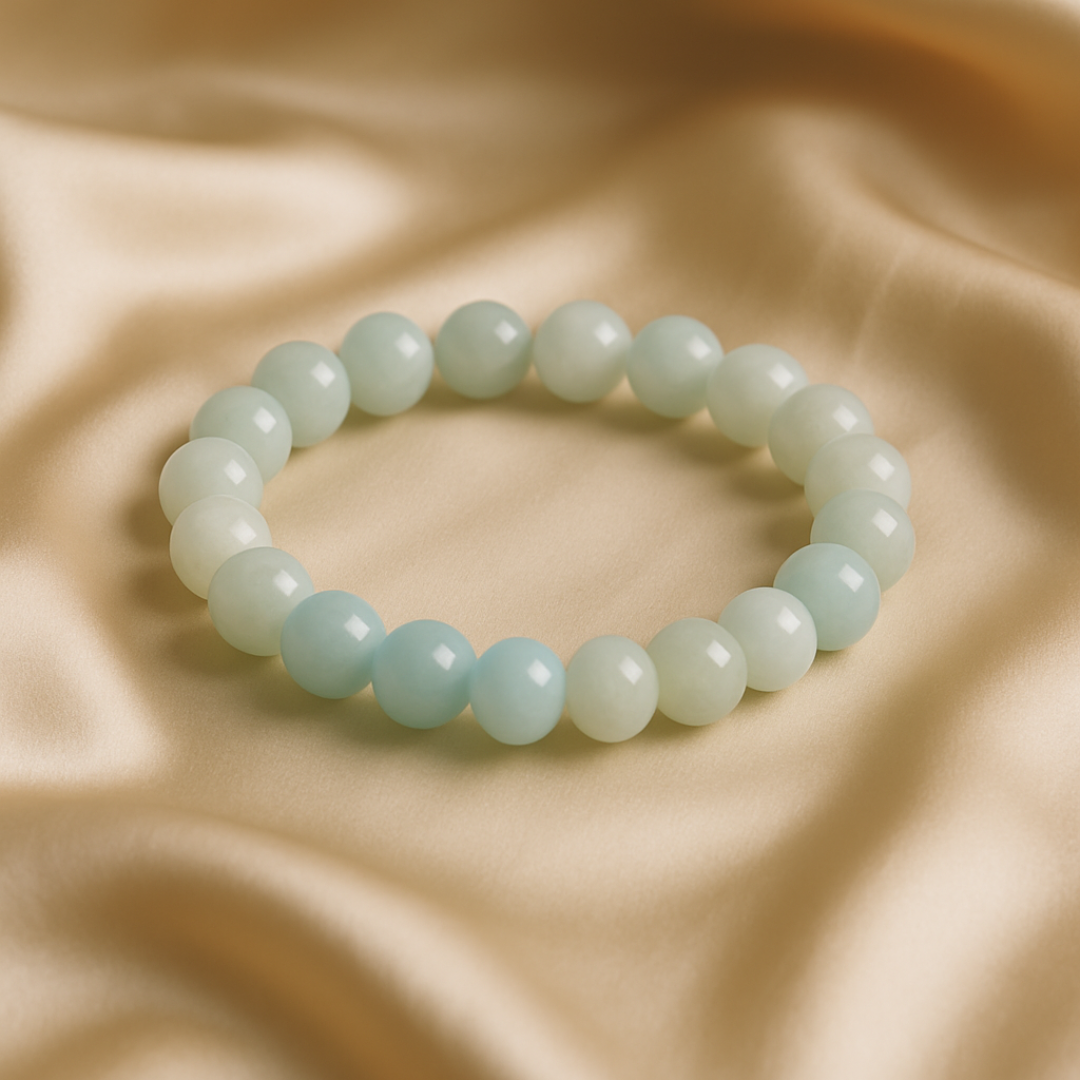 Natural Aquamarine Gemstone Bracelet | 8 mm Beads | Lab Certified | Premium Grade | Healing Crystal