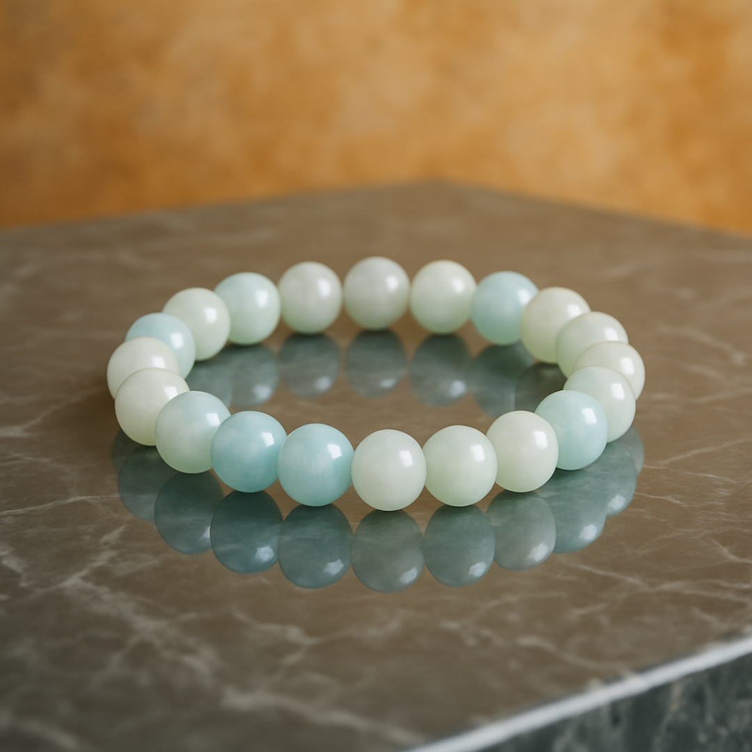 Natural Aquamarine Gemstone Bracelet | 8 mm Beads | Lab Certified | Premium Grade | Healing Crystal