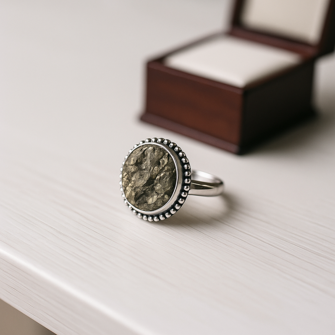 Natural Pyrite Ring (Rough) | Adjustable Free Size | Unisex | Oval, Round, Square, Rectangle
