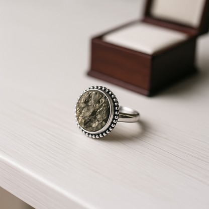 Natural Pyrite Ring (Rough) | Adjustable Free Size | Unisex | Oval, Round, Square, Rectangle