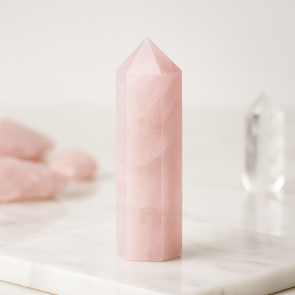 Natural Rose Quartz Crystal Tower | Premium Grade | Love, Healing & Meditation