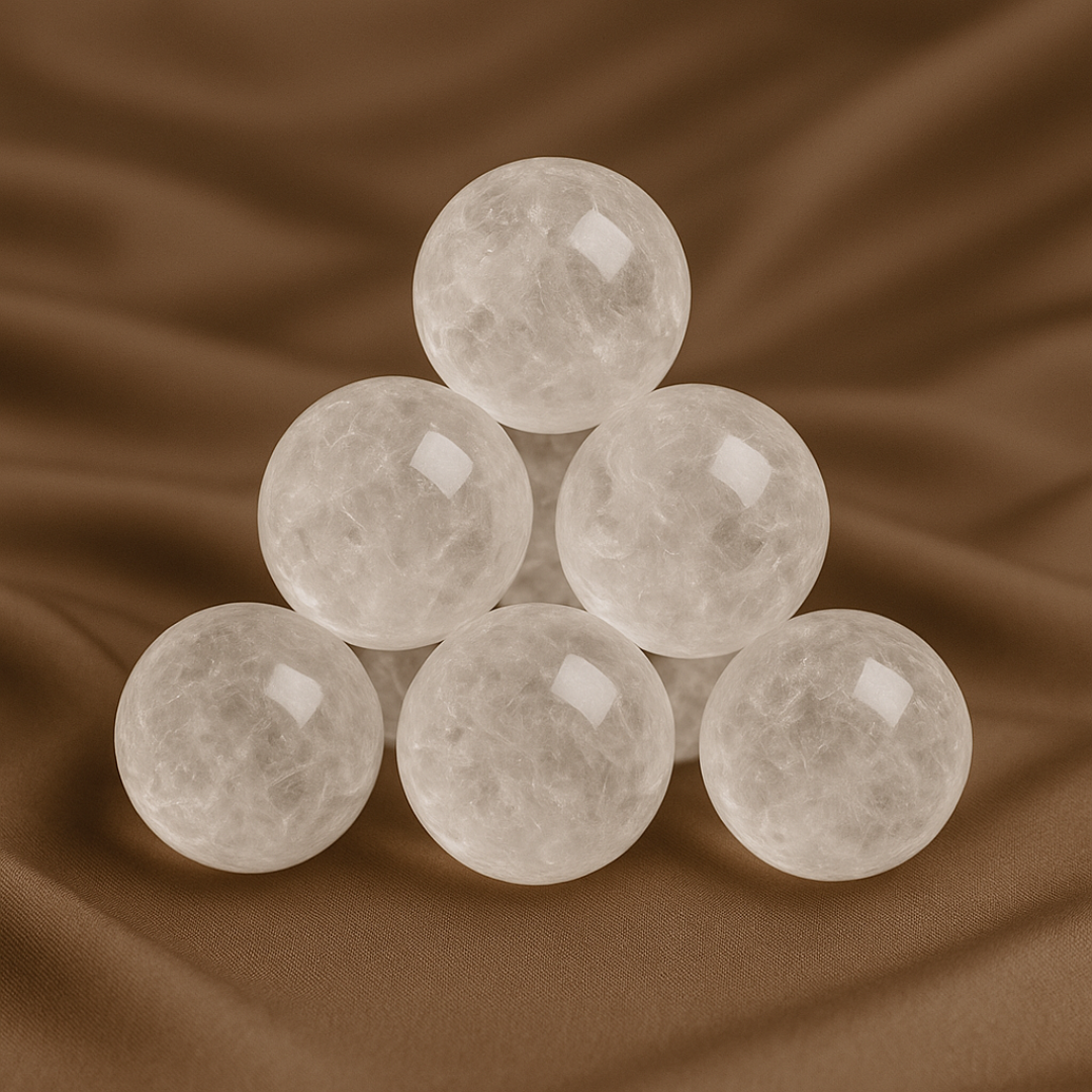 Clear Quartz (Sphatik) Crystal Ball with Premium Wooden Stand | Premium Grade | For Clarity, Meditation & Vastu
