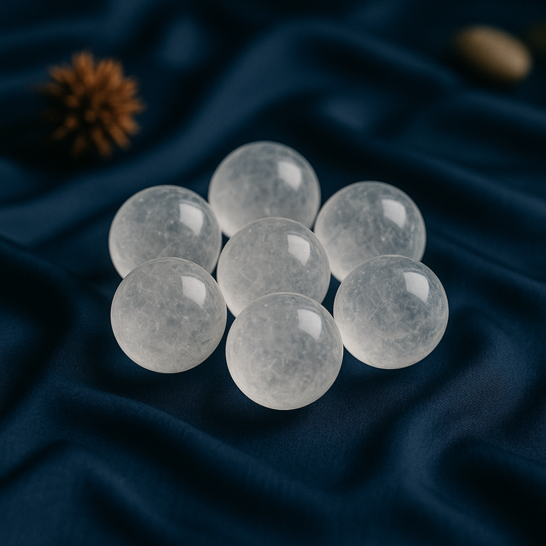 Clear Quartz (Sphatik) Crystal Ball with Premium Wooden Stand | Premium Grade | For Clarity, Meditation & Vastu