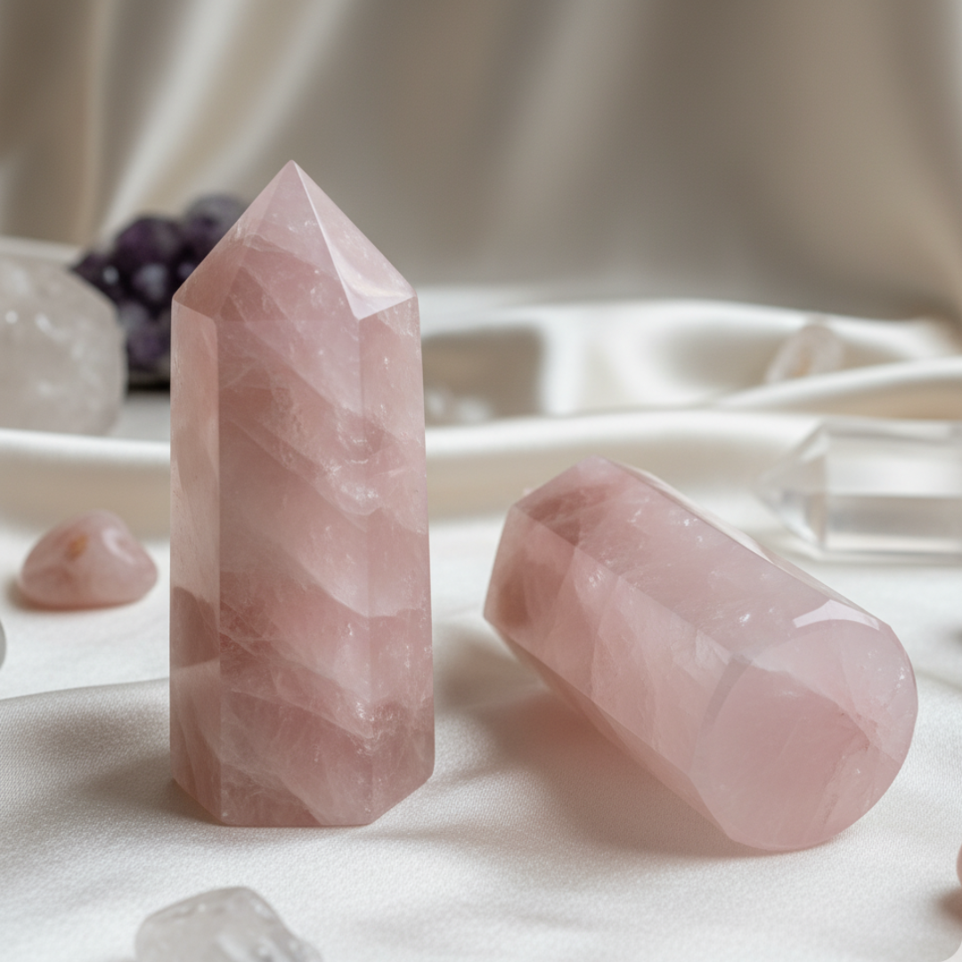 Natural Rose Quartz Crystal Tower | Premium Grade | Love, Healing & Meditation