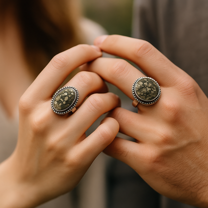 Natural Pyrite Ring (Rough) | Adjustable Free Size | Unisex | Oval, Round, Square, Rectangle