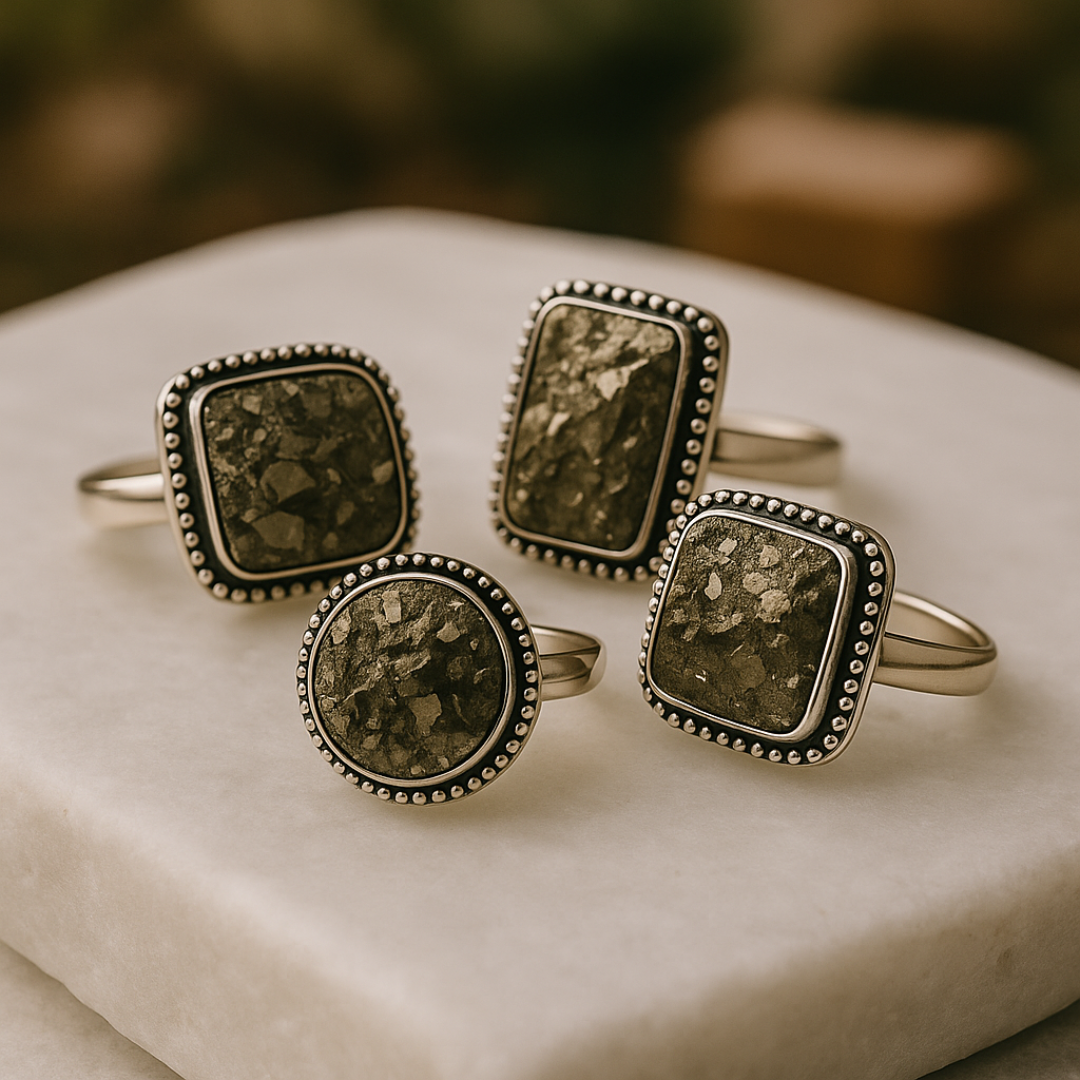 Natural Pyrite Ring (Rough) | Adjustable Free Size | Unisex | Oval, Round, Square, Rectangle