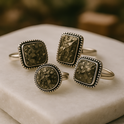 Natural Pyrite Ring (Rough) | Adjustable Free Size | Unisex | Oval, Round, Square, Rectangle