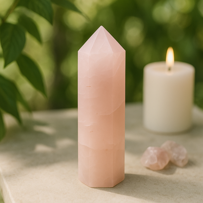 Natural Rose Quartz Crystal Tower | Premium Grade | Love, Healing & Meditation