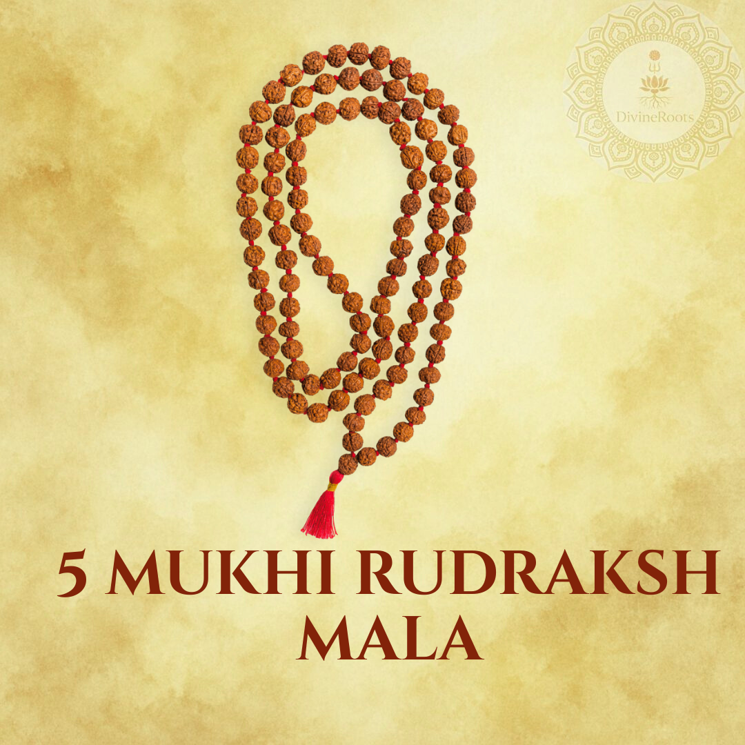 5 Mukhi Rudraksha Mala (108+1 Beads)
