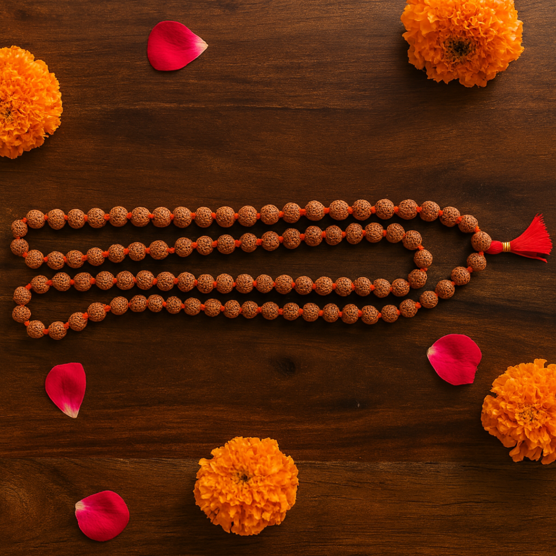 5 Mukhi Rudraksha Mala (108+1 Beads)