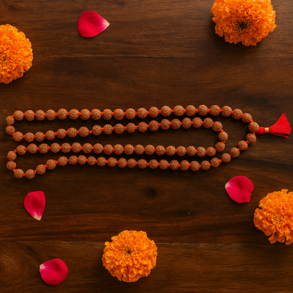 5 Mukhi Rudraksha Mala (108+1 Beads)