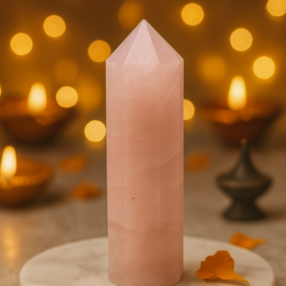 Natural Rose Quartz Crystal Tower | Premium Grade | Love, Healing & Meditation
