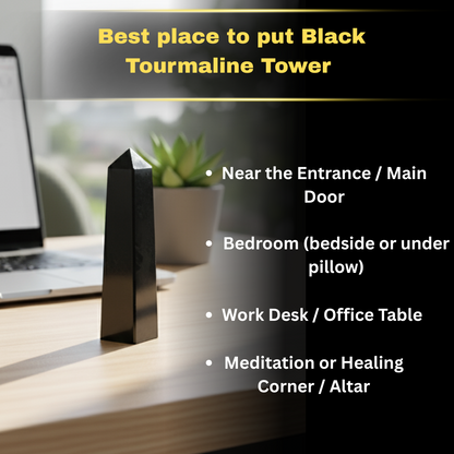 Black Tourmaline Crystal Tower | Premium Grade | Protection & Grounding