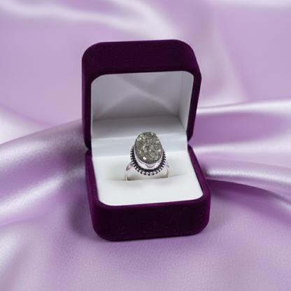 Natural Pyrite Ring (Rough) | Adjustable Free Size | Unisex | Oval, Round, Square, Rectangle
