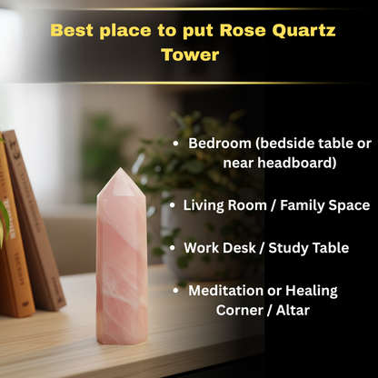 Natural Rose Quartz Crystal Tower | Premium Grade | Love, Healing & Meditation