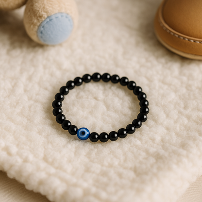 Obsidian Children’s Nazar Suraksha | Evil Eye Protection Bracelet | 4 mm Beads | Lab Certified | AAA Grade