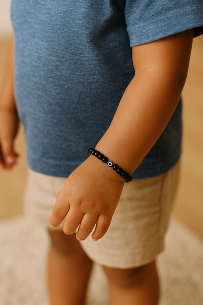 Obsidian Children’s Nazar Suraksha | Evil Eye Protection Bracelet | 4 mm Beads | Lab Certified | AAA Grade