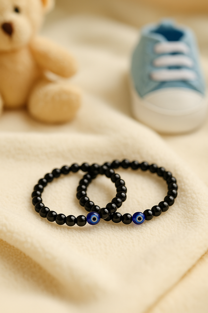 Obsidian Children’s Nazar Suraksha | Evil Eye Protection Bracelet | 4 mm Beads | Lab Certified | AAA Grade
