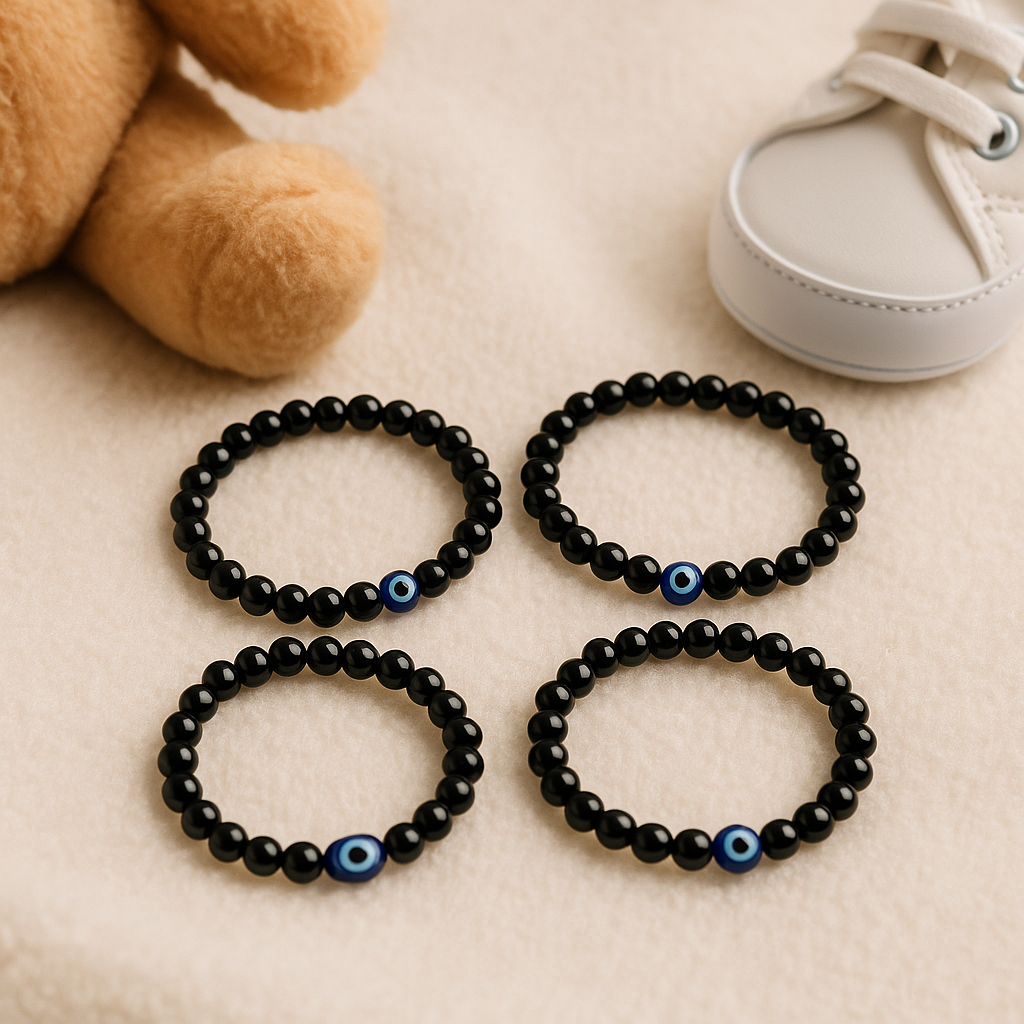 Obsidian Children’s Nazar Suraksha | Evil Eye Protection Bracelet | 4 mm Beads | Lab Certified | AAA Grade