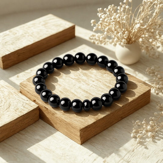 Natural Black Tourmaline Gemstone Bracelet | 8 mm Beads | Lab Certified | AAA Star Grade | Healing Crystal