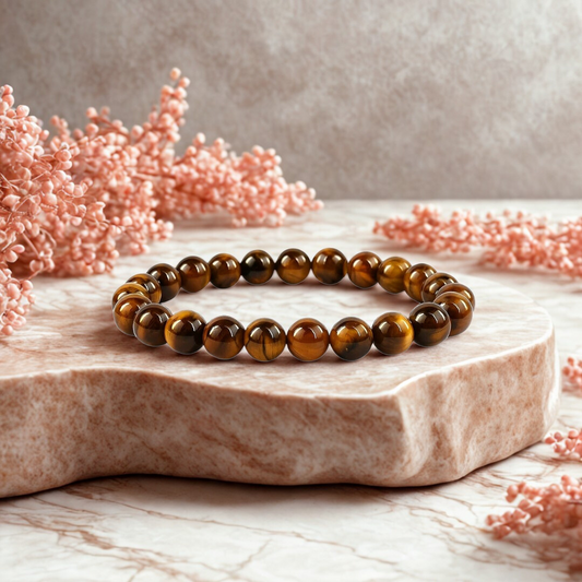 Natural Tiger Eye Gemstone Bracelet | 8 mm Beads | Lab Certified | AAA Grade | Healing Crystal