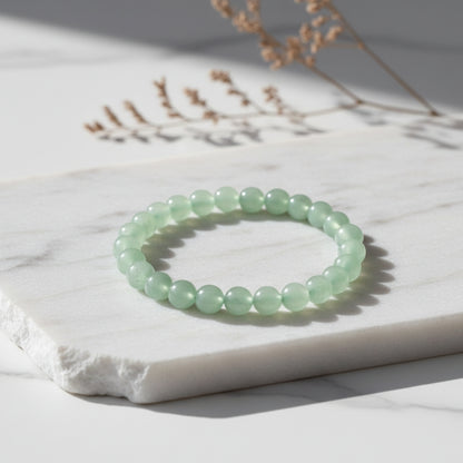 प्राकृतिक हरा एवेंट्यूरिन ब्रेसलेट (AAA ग्रेड) | 8 मिमी मोती | इलास्टिक