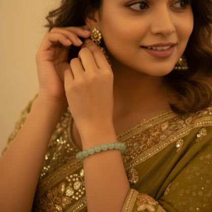 प्राकृतिक हरा एवेंट्यूरिन ब्रेसलेट (AAA ग्रेड) | 8 मिमी मोती | इलास्टिक