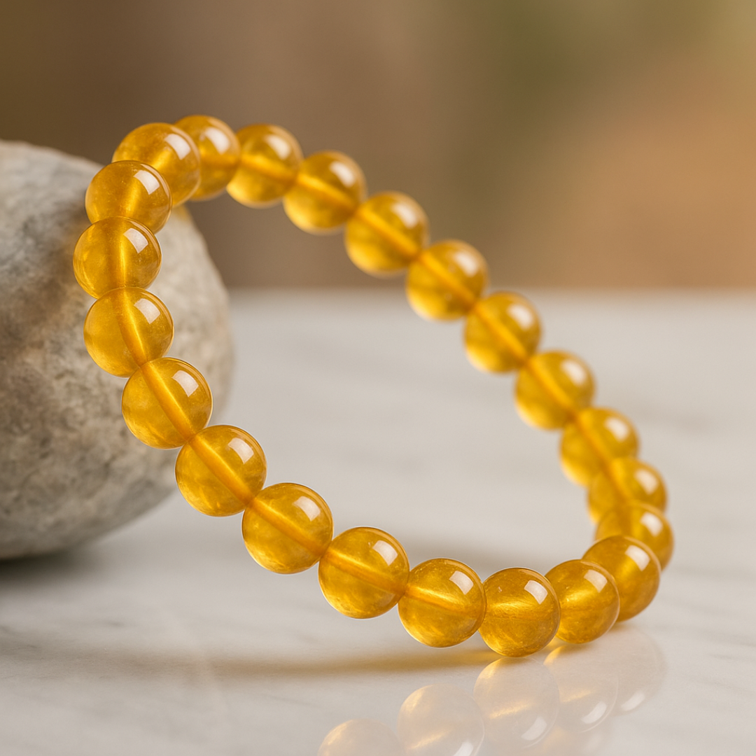 Natural Heated Citrine Gemstone Bracelet | 8 mm Beads | Lab Certified | AAA Grade | Healing Crystal