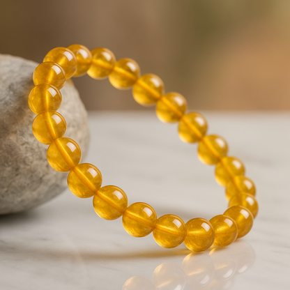 Natural Heated Citrine Gemstone Bracelet | 8 mm Beads | Lab Certified | AAA Grade | Healing Crystal