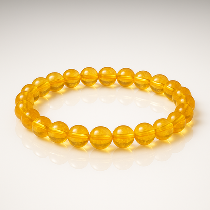Natural Heated Citrine Gemstone Bracelet | 8 mm Beads | Lab Certified | AAA Grade | Healing Crystal