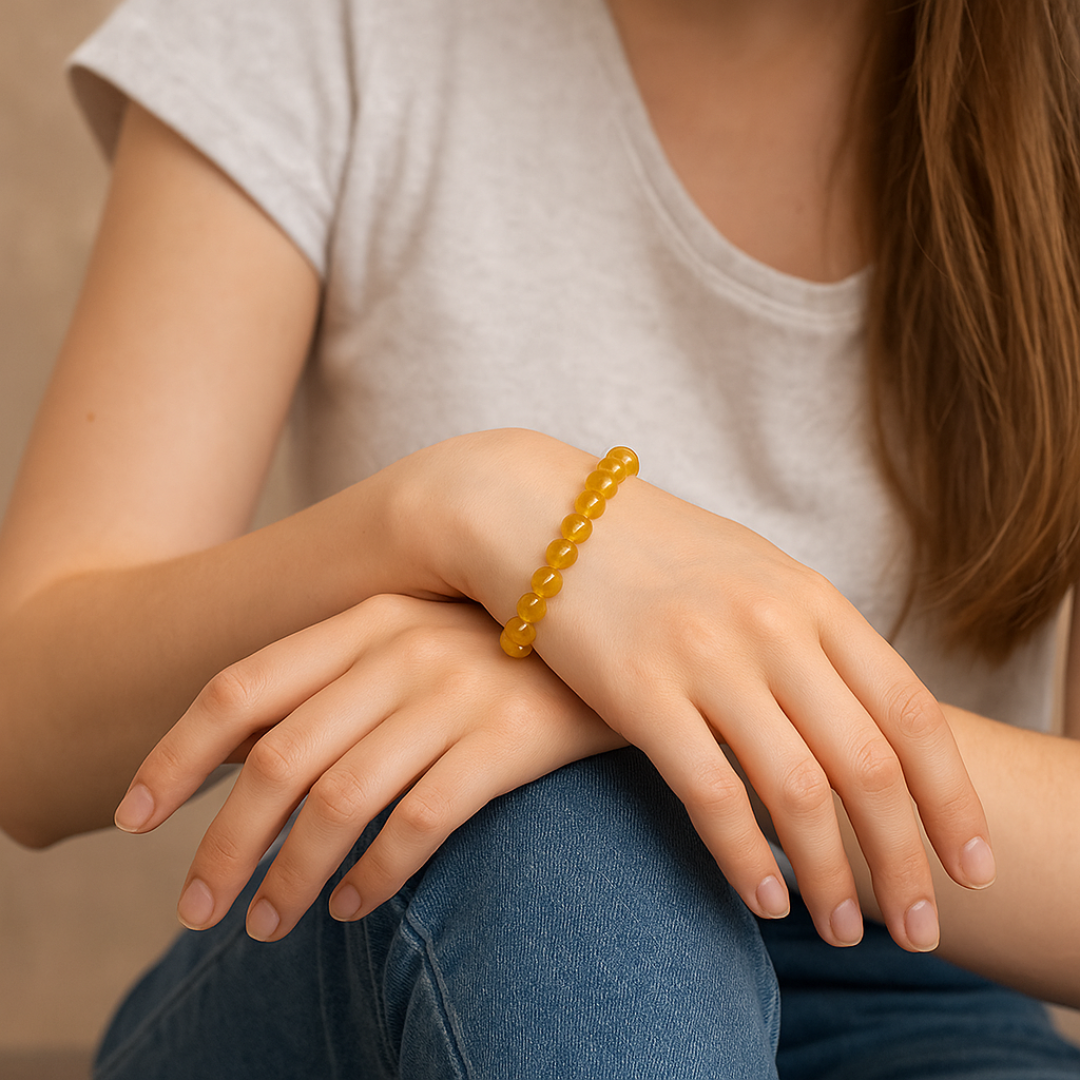 Natural Heated Citrine Gemstone Bracelet | 8 mm Beads | Lab Certified | AAA Grade | Healing Crystal