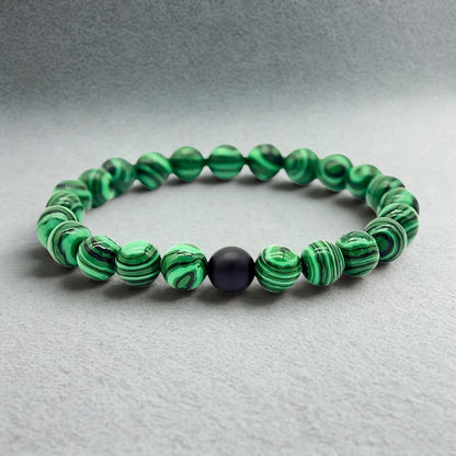 Natural Malachite Gemstone Bracelet | Dana Firangi | 8mm Beads | Crystal Bracelet - DivineRoots