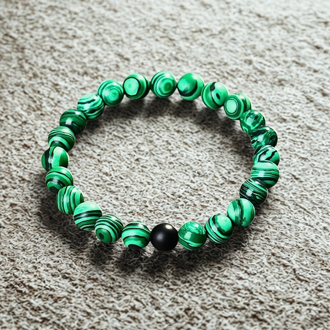 Natural Malachite Gemstone Bracelet | Dana Firangi | 8mm Beads | Crystal Bracelet - DivineRoots