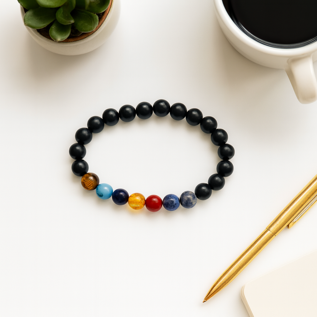 Natural 7 Chakra Gemstone Bracelet | 8 mm Beads | Lab Certified | AAA Grade | Healing Crystal