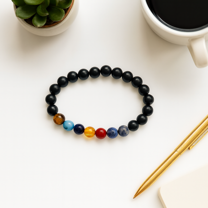 Natural 7 Chakra Gemstone Bracelet | 8 mm Beads | Lab Certified | AAA Grade | Healing Crystal
